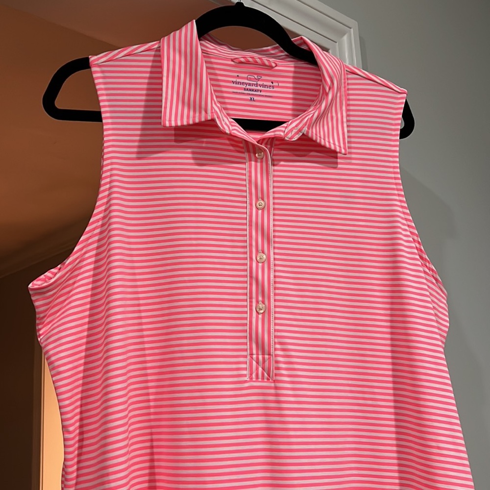 Vineyard Vines Pink and White Striped Sleeveless Midi Dress